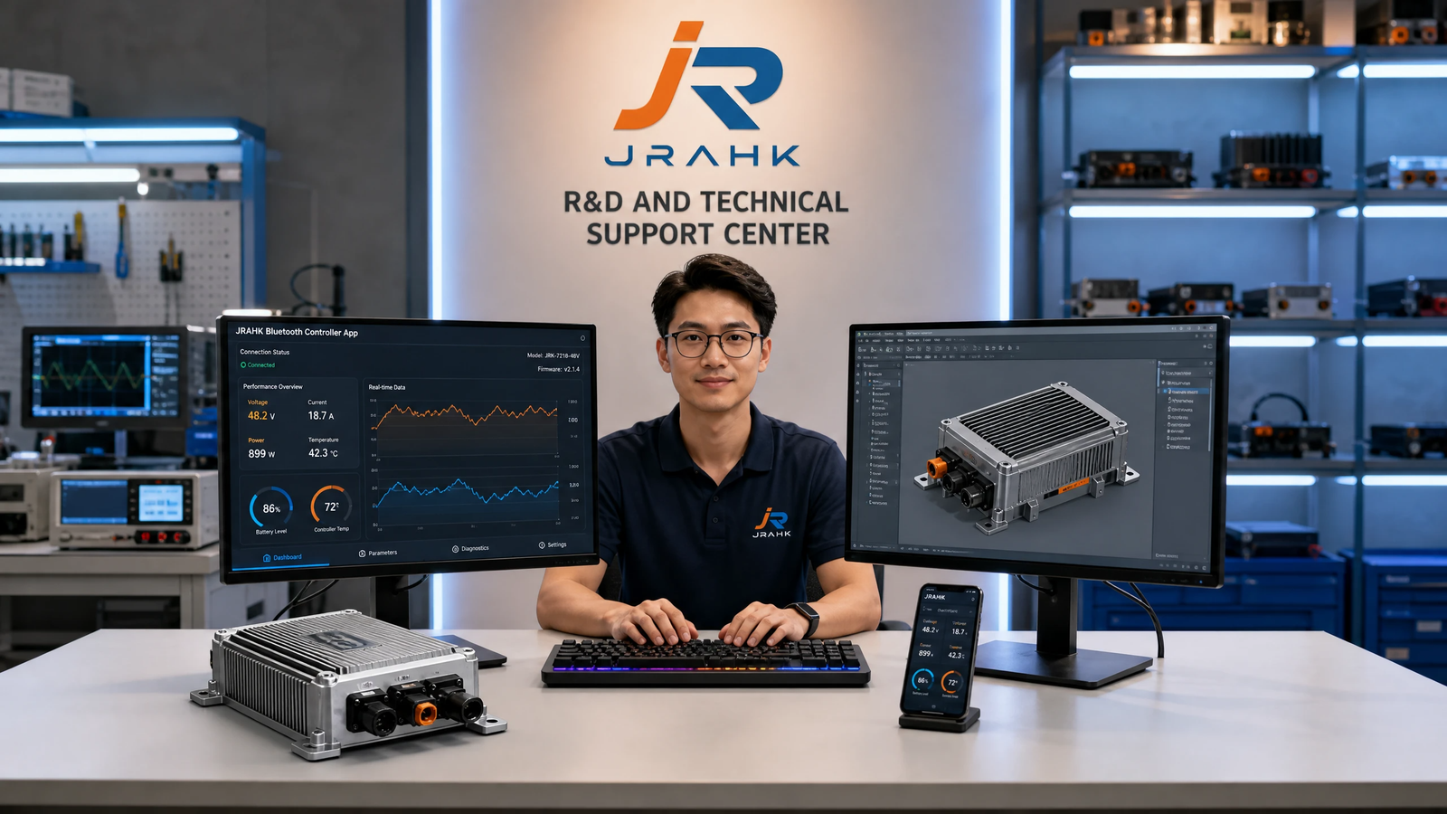 JRAHK E-bike controller R&D and technical support center with expert engineer